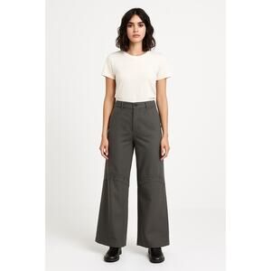 bhampton The Drop Pants Womens Medium Gray Wide Leg Button Detail Pockets Career